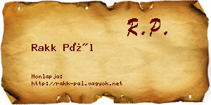 Rakk Pál névjegykártya